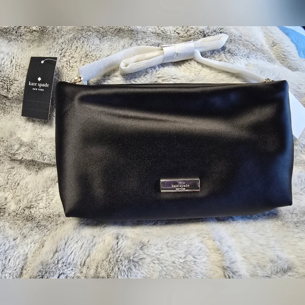 NWT Kate Spade Anya‎ Satin Shoulder Bag Crystal Chain Strap
